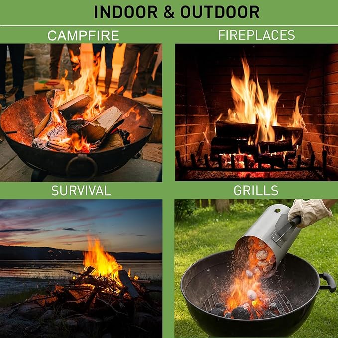 Fire Starter 50 pcs- Natural Fire Starters for Indoor Fireplace Long-Burning Charcoal Starters - Odorless Firestarters for Wood Stove, Chimney, Campfires & Grill - Quick Ignite
