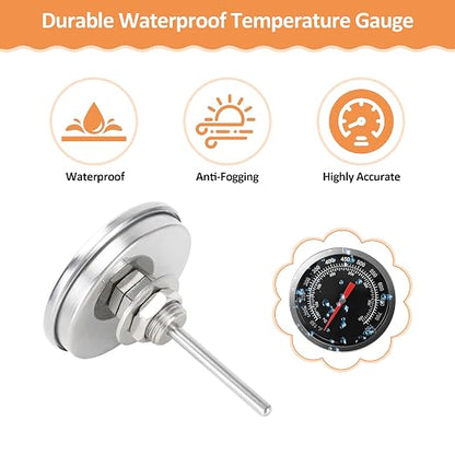 Dome Temperature Gauge for Pit Boss Vertical 2/3-Series, Memphis Ultimate | Replacement for PB1230G Combo Grills Temperature, Compatible with Pit Boss Combo Charcoal Grills, Waterproof/Fogproof
