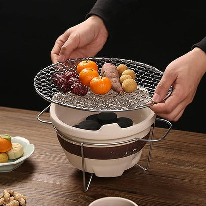 Clay Charcoal Grill Chinese BBQ Grill, Clay Grilling Tea Making Stove Indoor Grill Stove Camping Barbecue Tool Indoor and Outdoor for Home Camping