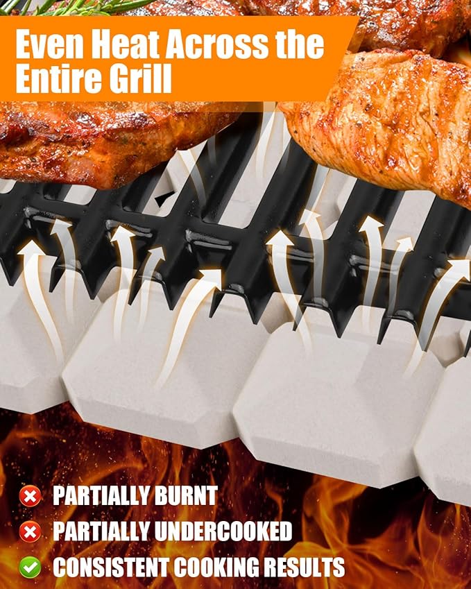GasSaf Ceramic Briquettes Replacement for Lynx L27, L30, CS30 Gas Grill, Set of 50 PCS briquettes.Even Heat Distribution, Reusable Lava Rock Alternative, Long Lasting
