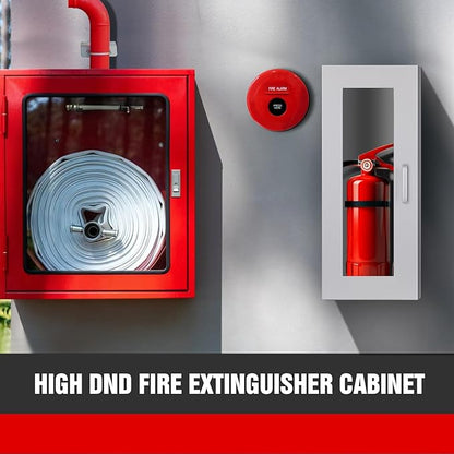 Fire Extinguisher Cabinet Wall with Magnetic Door & Handle for 5-12 pounds Extinguisher, 23.6" H x 10.2" W x 6.7"D White Steel Fire Extinguisher Mount for Indoor Outdoor with Full Clear Acrylic Door