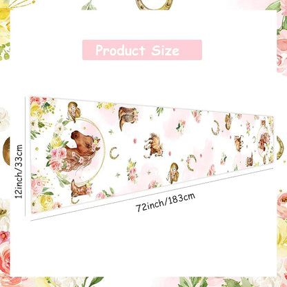 Floral Horse Theme Table Runner, Western Cowgirl Linen Fabric Table Runner for Everyday Use 72 x 13 Inches, Washable Table Cover for Indoor Outdoor Kitchen Dining Table Home Decorations
