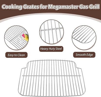 Non-stick Grill Grates Replacement for Megamaster Grills 1 Burner 820-0065C Portable Gas Grill, Stainless steel Outdoor Cooking Grate for Megamaster Grill Accessories, for Camping and Patio BBQ