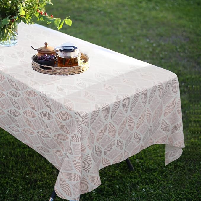 Outdoor Tablecloth with Umbrella Hole Fabric Spill Proof and Waterproof with Zipper Floral Tablecloth for Spring/Summer/Party/Picnic Rectangle 60 x 84 in