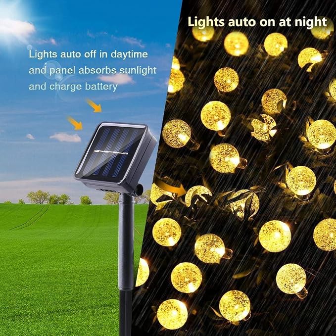 Toodour Solar String Lights Outdoor, 56ft 100 LED Globe String Lights with 8 Modes, Waterproof Solar Christmas Lights for Garden, Lawn, Gazebo, Porch, Yard, Wedding, Party Xmas Decor - Warm White