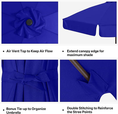 MASTERCANOPY Valance Patio Umbrella 7.5 ft Replacement Canopy for 6 Ribs-Blue Canopy Only