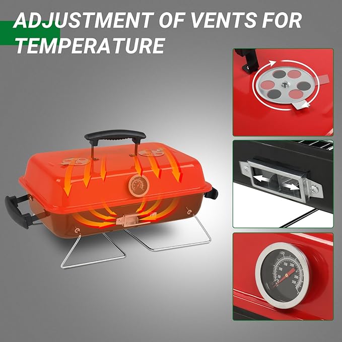 Portable Charcoal Grill For Camping - Small Camping Charcoal Grills, Barbecue Tailgate BBQ Pit Grill
