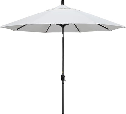 California Umbrella GSPT908302-5404 9' Round Aluminum Market, Crank Lift, Push Button Tilt, Black Pole, Sunbrella Natural
