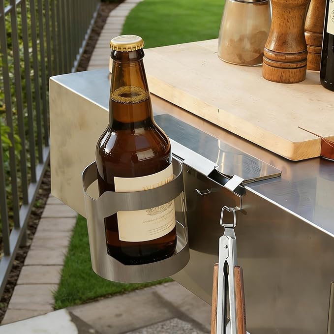 onlyfire Magnetic Bottle Holder 3-in-1 Tool Organizer with Grill Hooks, Bottle Openers for Hanging BBQ Grill Utensils Barbecue Accessories for Most Gas Grills