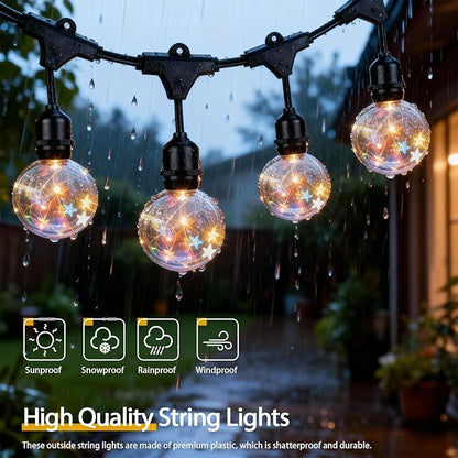 Vigdur 22Ft Patriotic String Lights, Red White Blue Globe String Lights Connectable with 10 Plastic Shatterproof LED Bulbs for Independence Day Patriotic Holidays Decoration