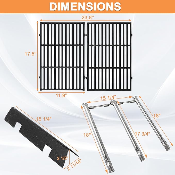 GS4 Spirit 2 Parts for Weber Spirit Grill Parts Spirit II/I 300 SER Replacement Accessories for Weber 67046 7636 69797 68843 3400302 Flavor Bar,67025 69787 Burner,7638 Grate&Crossover Tube 69899 67278