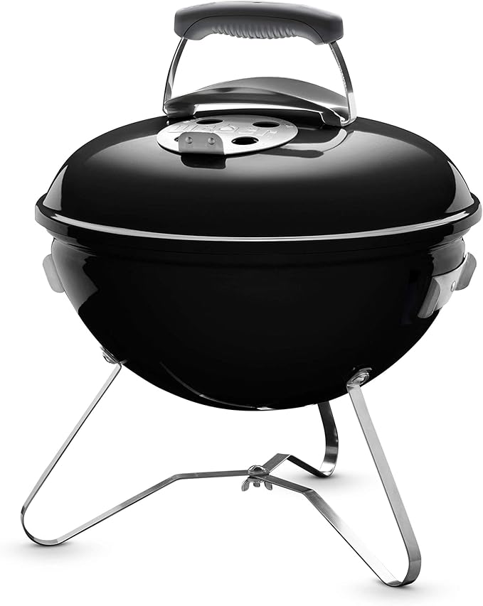 Weber Smokey Joe Charcoal Barbecue/Portable Design, Porcelain-Enamelled Lid & Bowl, 37 cm Cooking Surface, Black