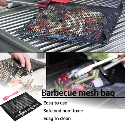AOOCAN Grill mesh mat - Set of 5 Non Stick BBQ Grill mats, Heavy Duty, Reusable Grilling mats, Easy to Clean - Works on Gas, Charcoal, Pellet Grill - 15.75 x 13 in, Black