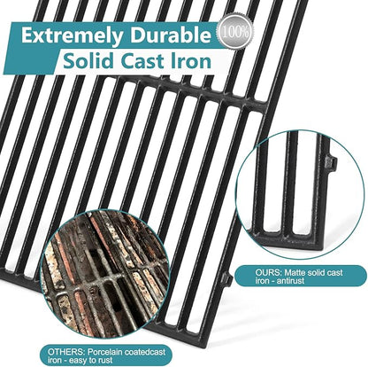 Criditpid DGB610SSP Grill Grates Replacement Parts for Dyna Glo DGB610SSP DGF600SSP, Cast Iron Grates 70-01-296 and Heat Shield Tents for Dyna Glo Grill Replacement Parts 6 Burner DGB610SSP