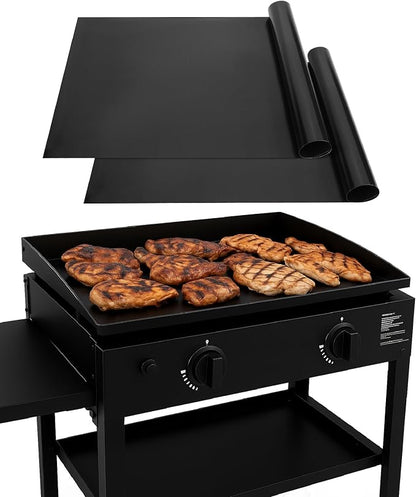 UNCO- Grill Mats for Outdoor Grill, 28" x 17.8", 2 Pack, Black, Nonstick Reusable Grilling Mats for Outdoor Grill for 28 Inch Blackstone Griddle, BPA and PFOA Free with PTFE-Fiberglass Coating