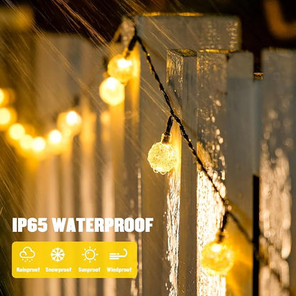 JMEXSUSS 2 Pack Solar String Lights Outdoor, 60 LED, Crystal Globe | Outdoor Waterproof, Warm White, 8 Modes Solar Christmas Lights for Garden Patio Yard Tree Party Christmas Decorations