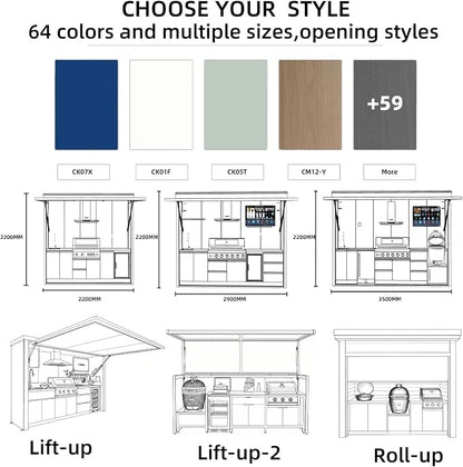Modular Outdoor Kitchen Island with Built-in Gas Grill & Rotisserie, Stainless Steel BBQ Station with Refrigerator, Sink – Expandable Outdoor Kitchen Pod for Backyard, Deck, Patio, Garden