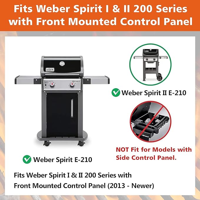Uniflasy 7635 Flavorizer Bars,69785 Grill Burner and 7642 Igniter for Weber Spirit I & II 200 with Front Control, Spirit E210, E220, S210, S220, for Weber 7635 Bars and 304 Stainless Steel Burner
