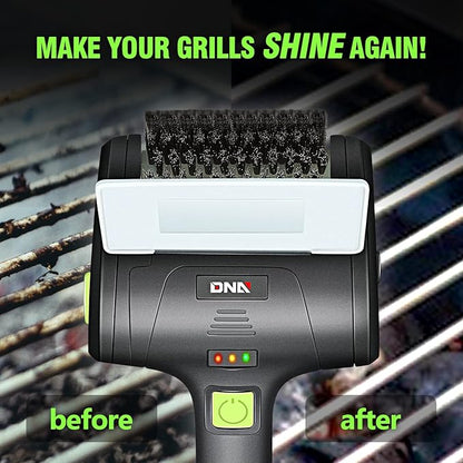 DNA Motoring TOOLS-00219 Cordless Electric Grill Cleaning Scrub Brush Rechargeable with Type-C Charge Cord,Green/Black