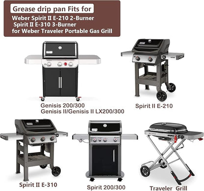 Uniflasy 67047 Catch Pan for Weber Spirit/Spirit II 200/300 Genesis and Genesis II LX200/300 Series Grill for Weber Traveler Drip Tray with 6415 Aluminum Liner, Replacement for Weber 67047 83156 6415