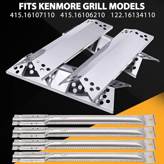 Grill Replacement Parts for Kenmore 415.16107110 122.16134110 415.16106210, Charbroil 463411911 463411512, Nexgrill 720-0783 720-0719BL, Grill Burners, Heat Plate Shield, Igniter