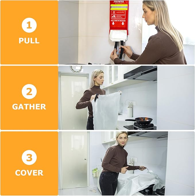 Emergency Fire Blanket, Flame Retardant Fire Blankets Emergency for Home, Kitchen, Car, Office, Grill (Fiberglass-1pack)