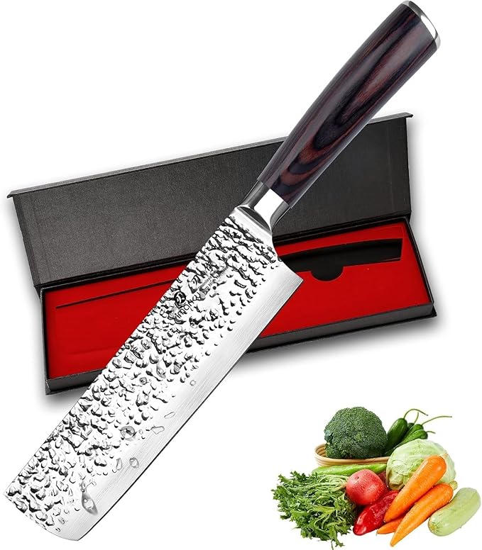 imarku Nakiri Knife,7 Inch High Carbon Stainless Steel Japanese Chef Knife,Razor Sharp Chopping Vegetable and Meat Cleaver Kitchen Knife with Ergonomic Handle,Fathers Day