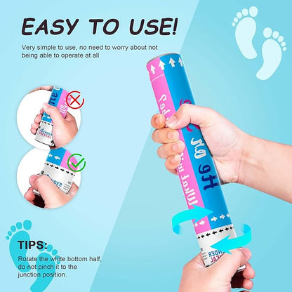 POPUPARTY 2 Pack Blue Gender Reveal Fire Extinguishers with 4 Pack Blue Confetti Cannons for Baby Boy Gender Reveal Party