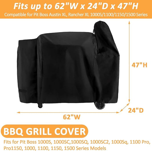 Smoker Grill Cover for Pit Boss Austin XL/Rancher XL Series, for Pit Boss 1000S, 1000SC, 1000SC2, 1000SQ, 1100, 1100 Pro, 1150 Series Wood Pellet Grill, 600D Waterproof Heavy Duty Austin XL Cover