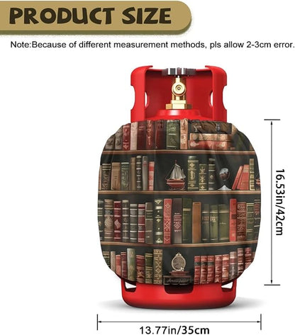Propane Tank Covers 20lb Starfish Outdoor Heavy Duty Waterproof Windproof Gas Tank Cylinder Cover with Elastic Brand, Dress up Your Gas Grill Book Shelf