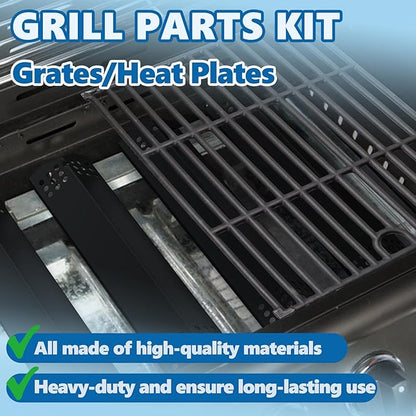 SafBbcue Grill Parts Kit for Nexgrill 720-0925P 720-0925 Replacement Parts 4 Burner, Grill Grates for Nexgrill 5 Burner 720-0925 Cast Iron, Porcelain Steel Grill Heat Plates for Nexgrill 720-0925P