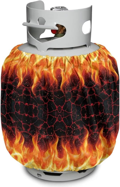 Camper Propane Tank Cover Fire Web Outdoor 600D Heavy Duty Waterproof Covers Fits Standard 20 lb Cylinder, 13.7'' x 16.5'' for Rv Trailer