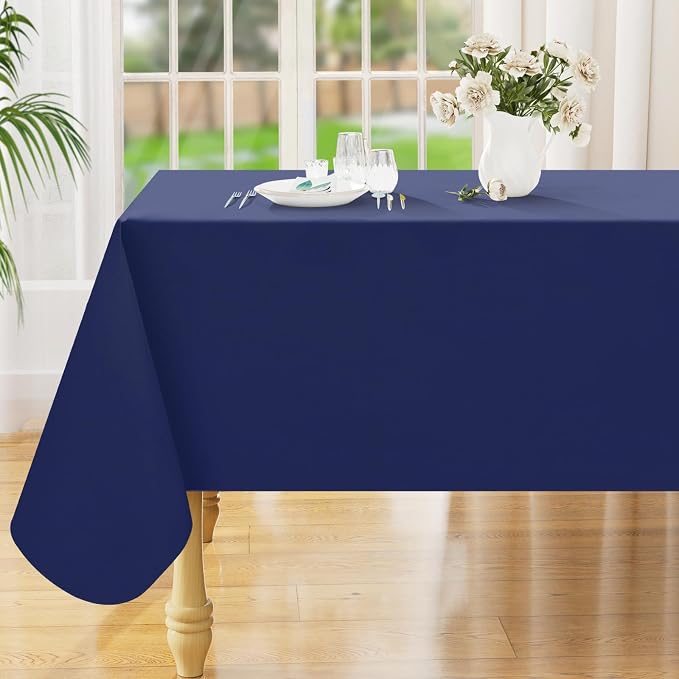 Smiry Square Table Cloth 54x54 Inch, Waterproof Wipeable Vinyl Tablecloths Protector, Oil Spill Proof Plastic Table Cover for Dining, Picnic, Camping, Outdoor, Navy