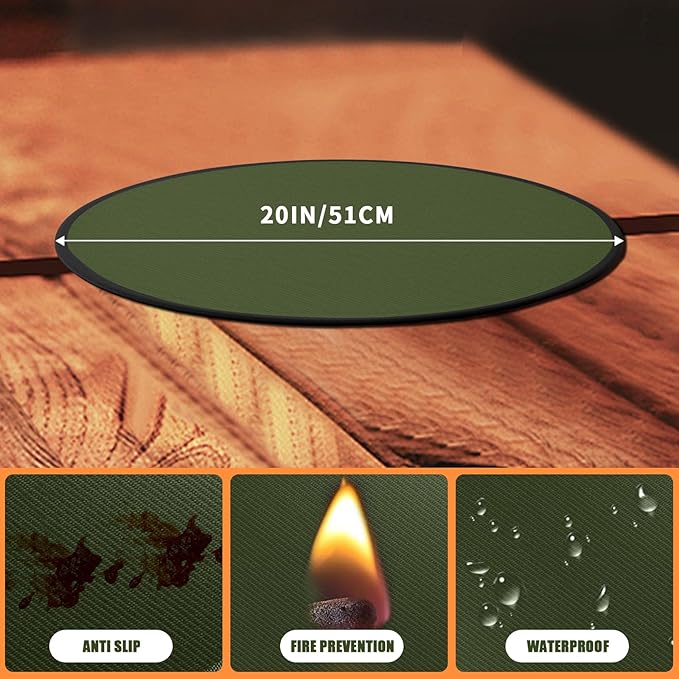 20'' Fire Pit Mat for Solo Stove Mesa/XL Tabletop Fire Pit,4-Layer Fireproof Heat Resistant Under Grill Mat,Easy-to-Clean Waterproof & Non-Slip for Table Top Protection-Green…