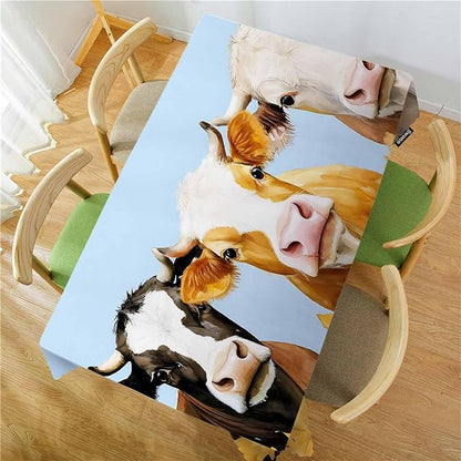Swono Tablecloth 52"X70" Cows Cute, Watercolor Farm Cattle Cows Animal Milk Rectangle Table Cover Anti-Oil Tablecloth for Dining Tables, Parties, Wedding and Banquet Decoration