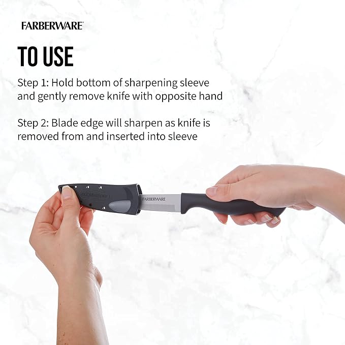 Farberware Edgekeeper 3.5-Inch Paring Knife with Self-Sharpening Blade Cover, High Carbon-Stainless Steel Kitchen Knife with Ergonomic Handle, Razor-Sharp Knife, Black