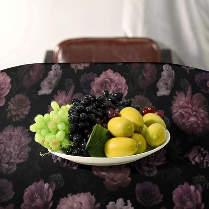 Vintage Florals Tablecloth, Gothic Summer Garden Peonies Flowers Rustic Roses Boho Botanical Plant Water Resistant Wipeable Table Cover for Picnic Party Holiday Kitchen Dinner Table 60"x110"
