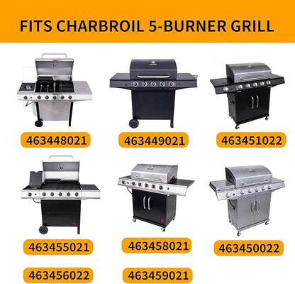 Hongso Replacement Parts for Charbroil Performance 5 Burner 463448021 463449021 463450022 463455021, G327-2100-W1 Burner Tube, G325-0002-W1 Heat Plates and Crossover Tube Included