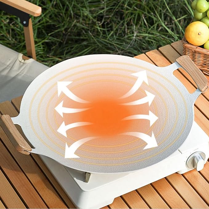 Korean BBQ Grill Pan, Nonstick Stovetop Grill Plate with Handles, Aluminum Round Griddle Pan Compatible with Gas Stove, Induction Cooktop, Oven, Grills, Indoor Outdoor Grilling (34cm / 13.4in)