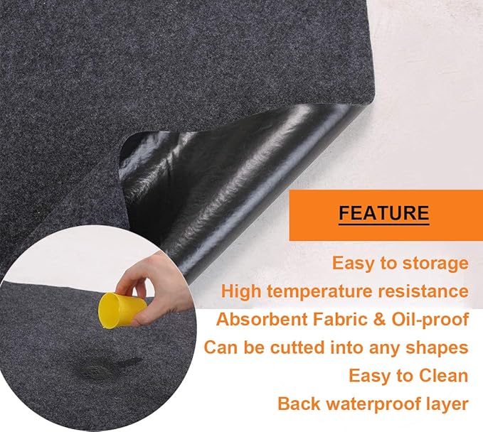 Brinman Under Grill Mat,Premium 36"x48"Absorbent Oil Protective mats for Deck &Patio,Grill Mat for Deck,Under Grill Floor Pad to Protect Deck,BBQ Mat for Under BBQ,Waterproof,Reusable