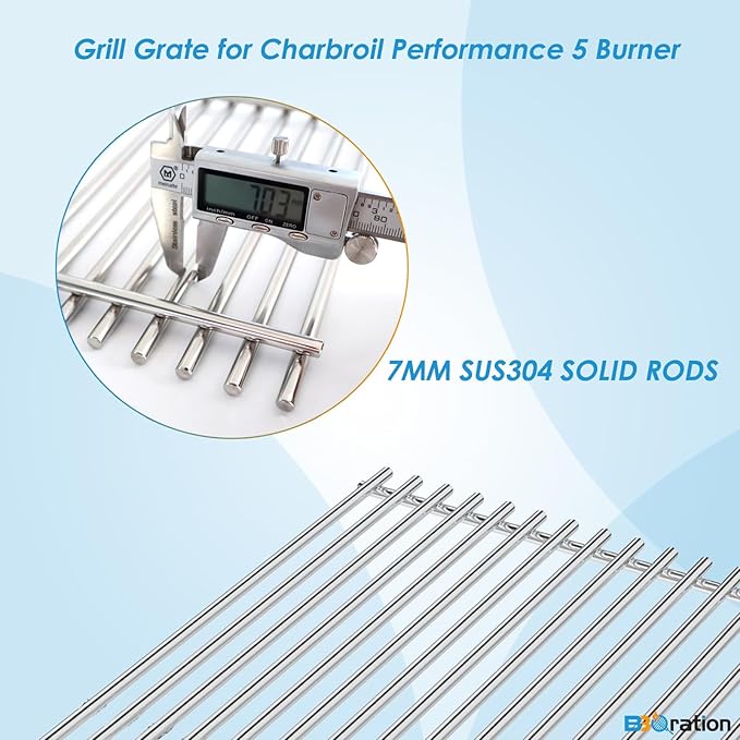 17" Grill Grate for Charbroil Performance 5 Burner 463448021 463449021 463450022 463451022 463455021 , Stainless Steel Cooking Grate for Charbroil Grill Replacement Parts G426-0004-W1 G426-0005-W1