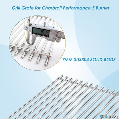 17" Grill Grate for Charbroil Performance 5 Burner 463448021 463449021 463450022 463451022 463455021 , Stainless Steel Cooking Grate for Charbroil Grill Replacement Parts G426-0004-W1 G426-0005-W1