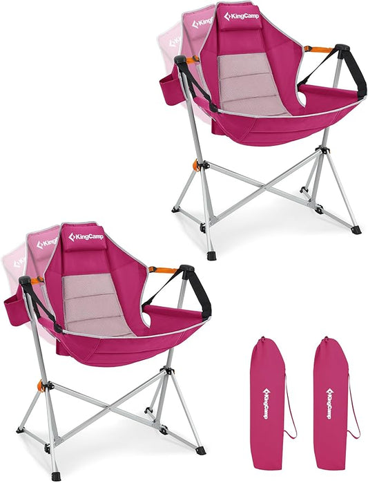 KingCamp Hammock Camping Chair, Swinging Portable Camp Chairs for Adults, 400lbs Heavy Duty Oversized Folding Rocking Chair with Adjustable Recline, Aluminum Alloy Frame for Outdoor Patio Beach Sport