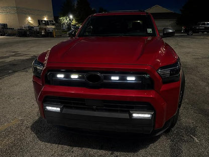 iJDMTOY 4pc Black-Out Smoked Lens Xenon White Full LED Front Grille Clearance Light Kit Compatible With Toyota 2025-up 4Runner SR5 Model ONLY