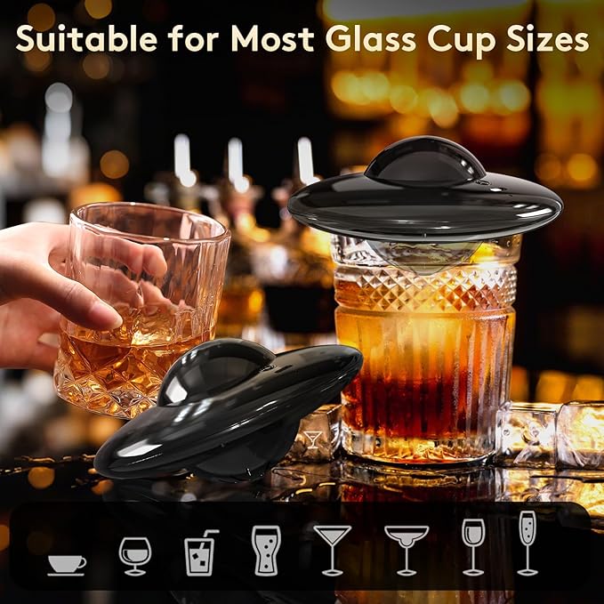 Electric Whiskey Smoker Kit, Cocktail Smoker Kit Built-in Lighter with 6 Wood Chips, No Butane Needed Whisky Smoker Kit, Rechargeable Drink Smoker kit, Birthday Gift for Men, Dad, Husband, Boyfriend