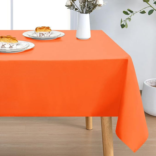 DWCN Rectangle Fall Tablecloth - Halloween Decorations Waterproof Stain and Wrinkle Resistant Table Cloth Cover for Kitchen Dining Room Party and Outdoor Use, Pumpkin Orange, 54 x 80 Inch