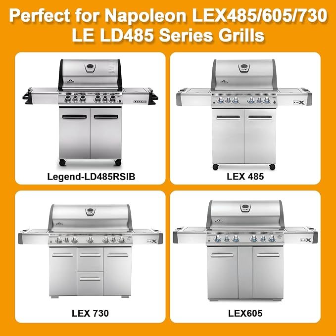 Grill Replacement Parts for Napoleon LEX 485/605/730 Series, Stainless Steel Heat Plate Shields and Grill Burners for Napoleon Built-in LEX, Mirage 485/605 LE LD485 Series Gas Grill Accessories