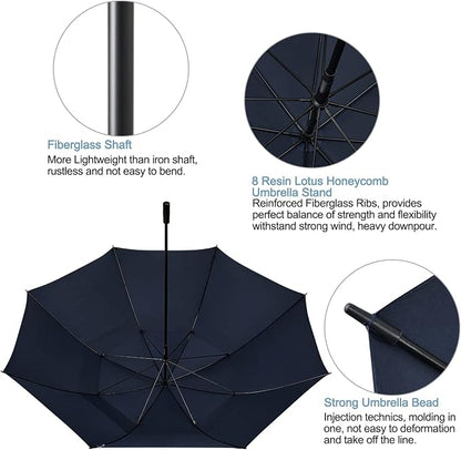 G4Free 80 Inch Golf Umbrella Extra Large Umbrella Double Canopy Windproof | Heavy Duty Oversized, Waterproof Stick Umbrella for Rain UV Protection, Fits 6-8 people for Doorman/Family/Patio