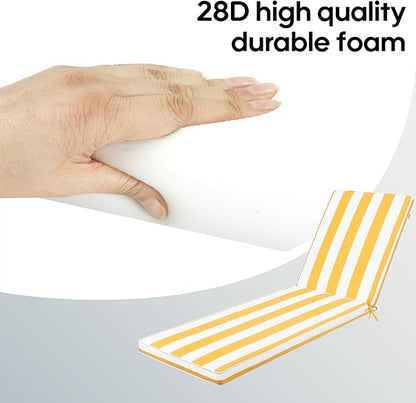 Only choice 2 Pcs Set Outdoor Lounge Chair Cushions Patio Chaise Lounge Chair Cushion Replacement Cushions Furniture Seat Cushions (Yellow White Striped)