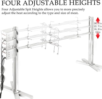 QPMR Rotisserie Grill Kit, 52" Outdoor Electric Stainless Steel Tripod Rotisserie Stand, 90LBS Pig Spit Rotisserie Grill, Height Adjustable BBQ Rotisserie Kit, Pig Rotisserie Hog Lamb Campfire